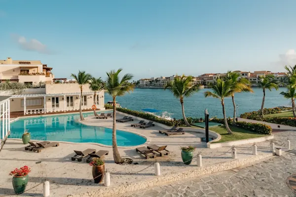 Marina views and the resort pool